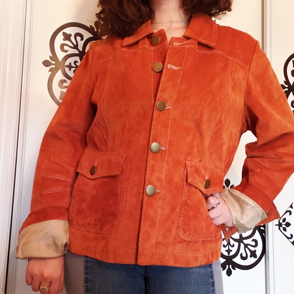 90's Danier Leather Jacket Orange - Picture 6 of 12